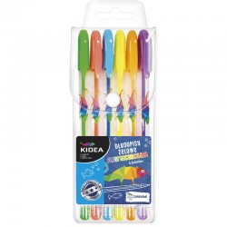 Długopisy żelowe fluorescencyjne 6 Kidea