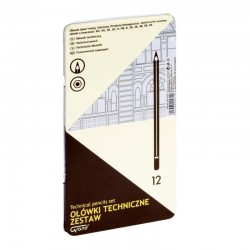 Zestaw ołówków technicznych x12 Grand w metalowym pudełku