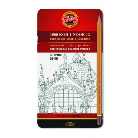 Koh-I-Noor "Graphic 5B-5H" zestaw ołówków w metalowym pudełku Koh-I-Noor "Graphic 5B-5H" zestaw ołówków w metalowym pudełku
