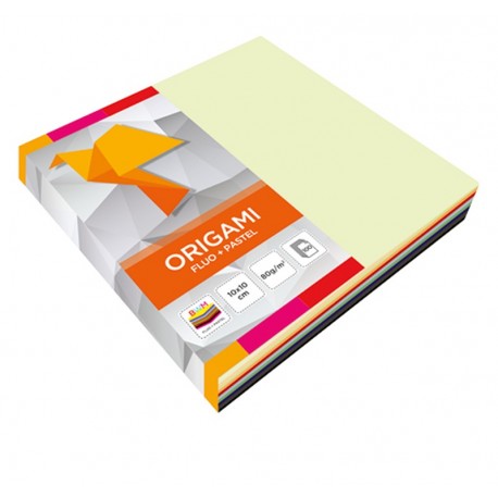 Papier origami "Fluo+Pastel" 10x10cm/100k Interdruk