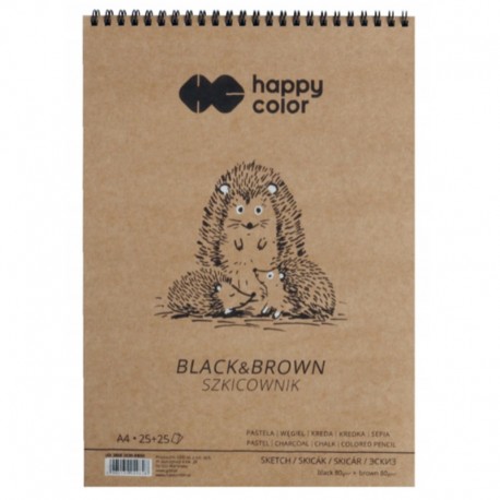 Szkicownik na spirali "Black & Brown" Happy Color A-5/25+25