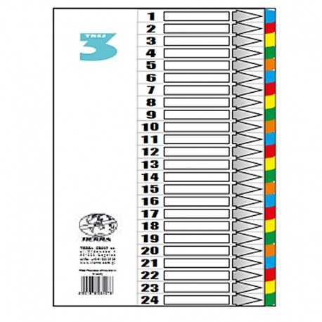 Przekładki kartonowe laminowane Tres PLA4-24 kolory