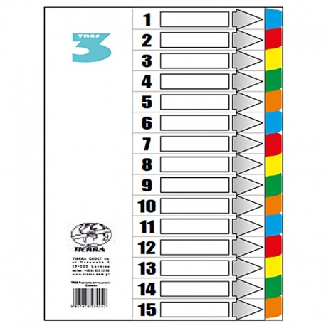 Przekładki kartonowe laminowane Tres PLA4-15 kolorów