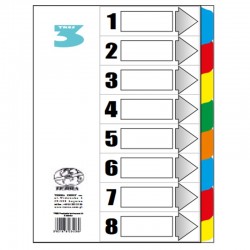 Przekładki kartonowe laminowane Tres PLA4-8 kolorów