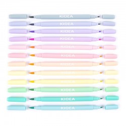 Flamastry dwustronne pastelowe Kidea "Brush" 12