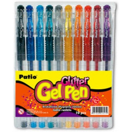 Patio "Glitter" długopisy żelowe brokatowe 10