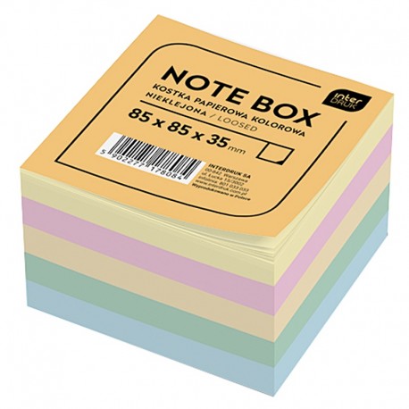 Notes kostka nieklejona pastelowa 85x85/35mm Interdruk