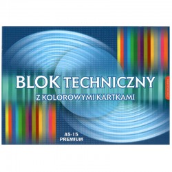 Blok techniczny kolorowy A5/15k 170g Kreska Premium