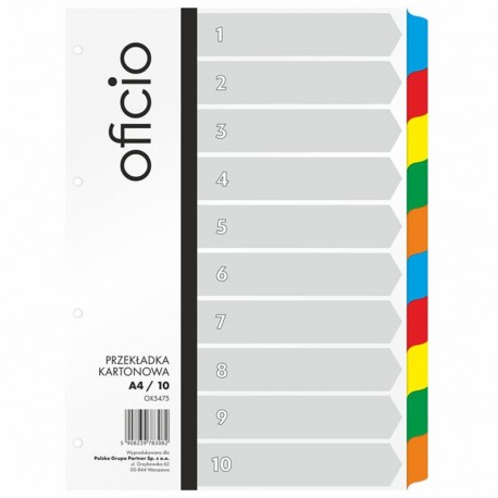 Przekładki kartonowe A4/10 Oficio OX-5475