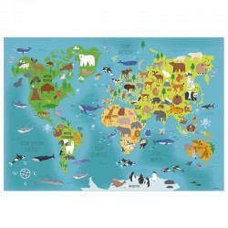Podkład na biurko Derform Mapa Świata - Zwierzęta