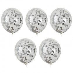 Balony z konfetti srebrnym x5 Aliga BKN-8599