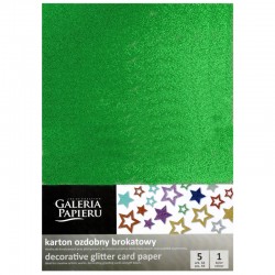 Karton brokatowy zielony A4/5 Galeria Papieru 208111