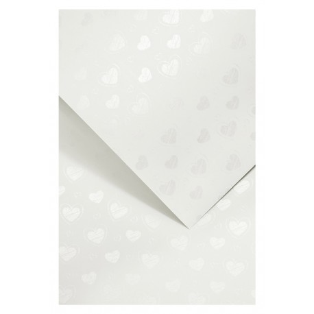 Karton ozdobny premium A4/220g "Małe serca biały" Galeria Papieru 204201