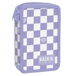 Piórnik 2-komorowy Derform BackUp Szachownica Fiolet DW-26